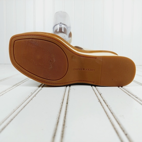 NEW Lucky Brand Mimya Snakeskin Tan Summer High Platform Wedge Sandals K984 - Picture 7 of 10